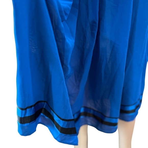 1980s Donna Morgan royal blue true vintage satin Career modesty Dress-L - Picture 8 of 14